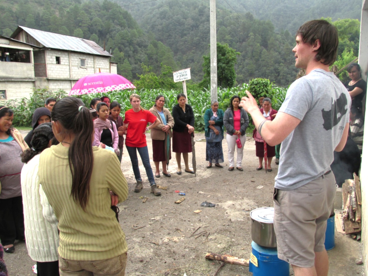 Luke Burchell leading a community session with local residents in a highland village in the Guatemalan Cuchumatanes